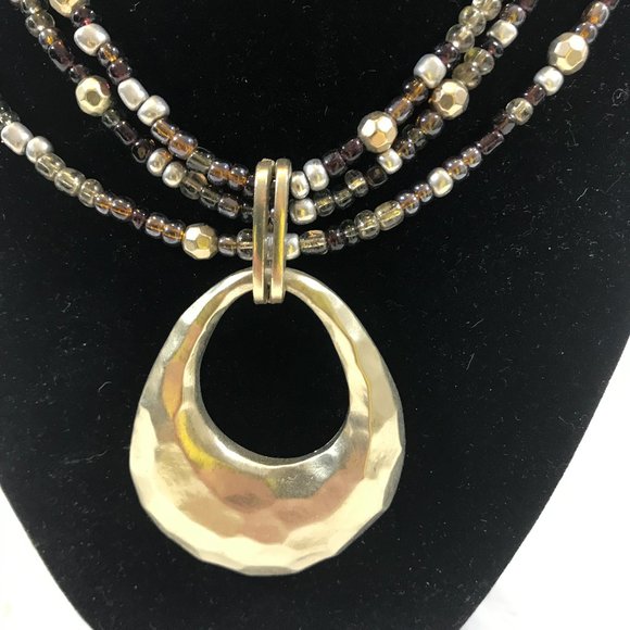 Multi Strand invisible Tribal  Hammered Necklace - Picture 2 of 13